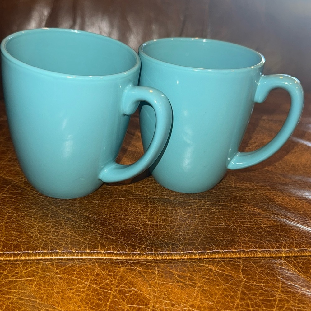 Corelle Vintage Coordinates Stoneware Coffee Cup Mugs - Turquoise set of 2